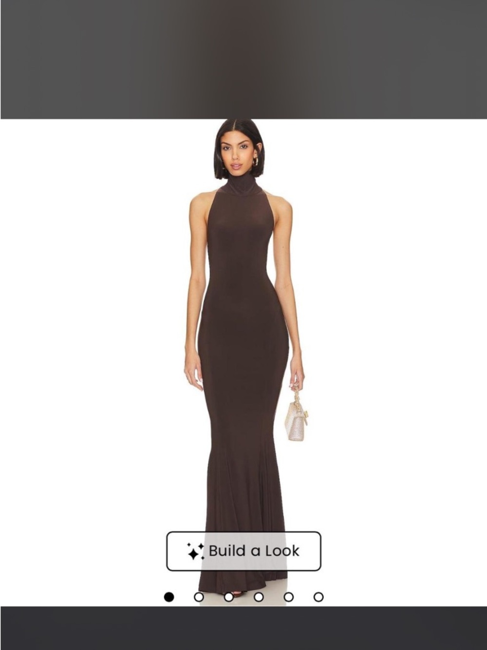 Norma Kamali Dark Brown Halter Mermaid Maxi Dress